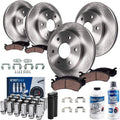 Detroit Axle - 325mm Front & Rear Disc Rotors Brake Pads + 24pc Lug Nuts w/keys Replacement for Rainier SSR Ascender Envoy 9-7X - 36pc Set