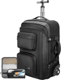 Carry on backpack with wheels, Rolling backpack with Dry-Wet Pocket, TSA Lock, Laptop Compartment, Water-Resistant for Men Women, Work, Air Travel（3-Piece Set-Includes Toiletry & Storage Bag）