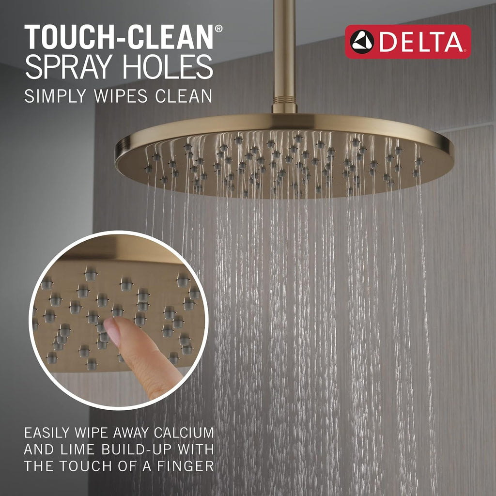 Delta Faucet Single-Spray Raincan Shower Head, Gold, Rainfall, Round, 1.75 GPM Flow Rate, Water Saving Shower Head, Lumicoat Champagne Bronze 52158-CZ-PR