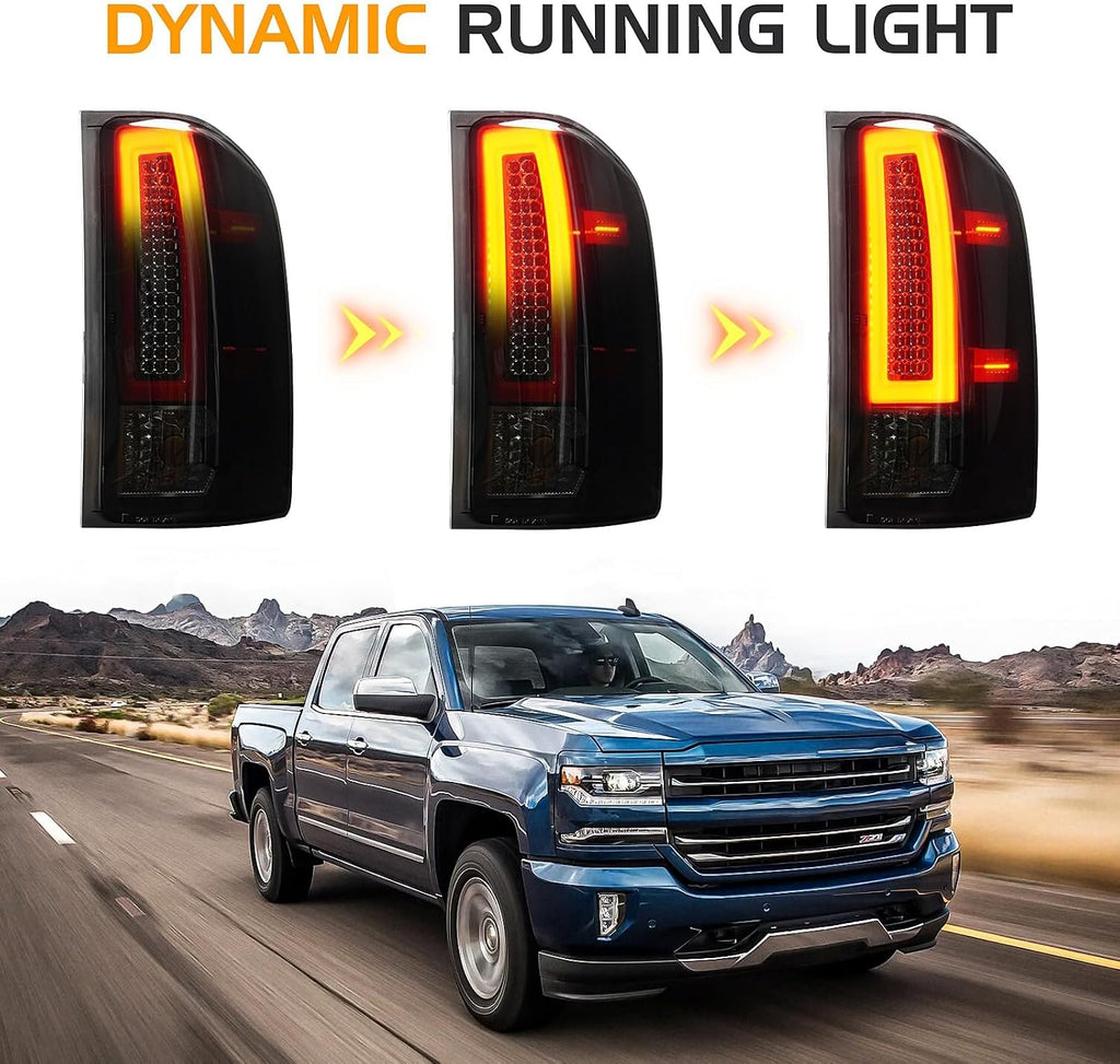 LED Tail Light + 3rd Brake Light Assembly for Chevy Chevrolet Silverado 1500 2500 HD 3500 HD 2007-2014, for GMC Sierra 3500 HD 2008-2014 with Dual Wheel Only, Smoke Lens 3Pcs