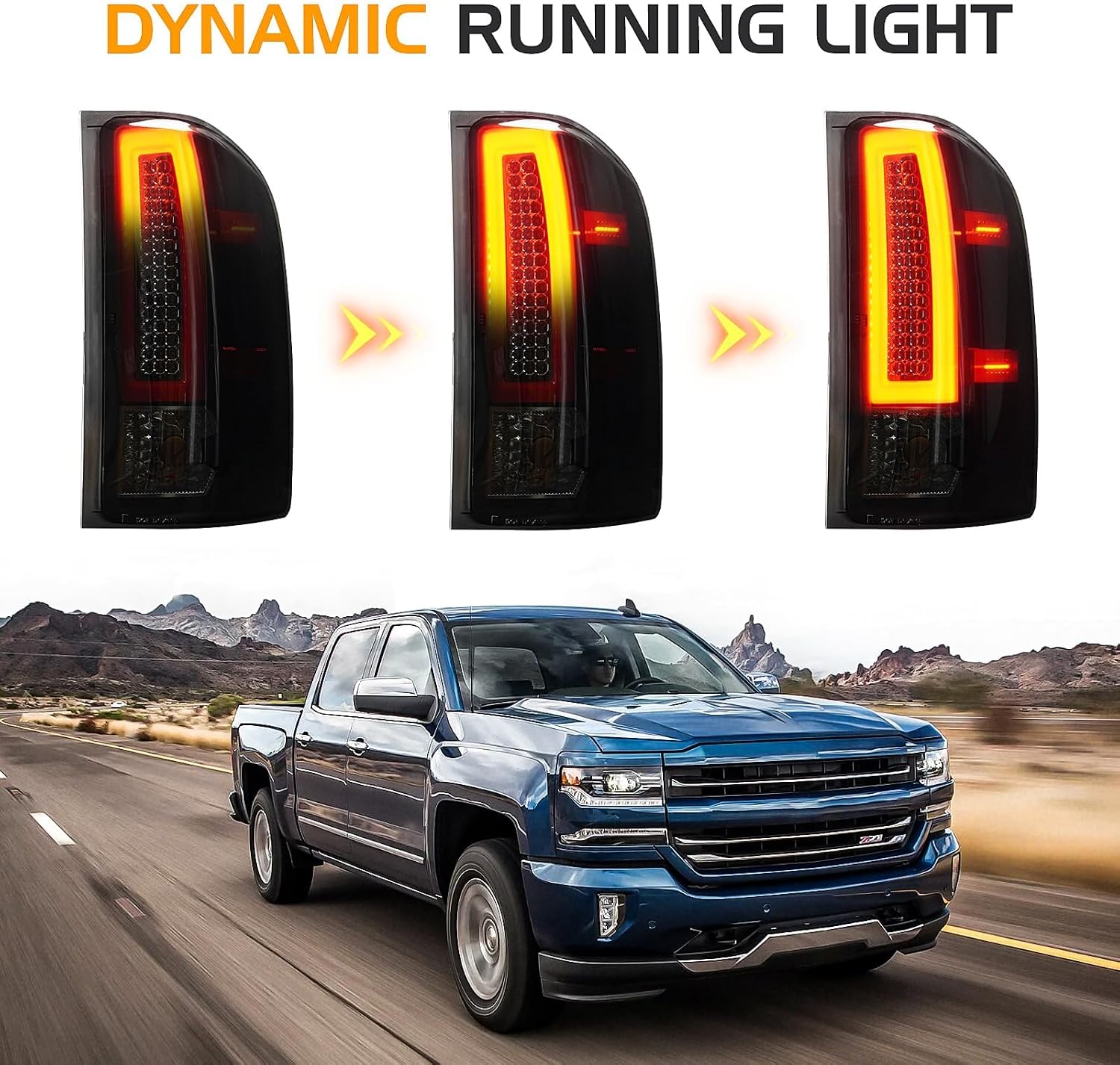 LED Tail Light + 3rd Brake Light Assembly for Chevy Chevrolet Silverado 1500 2500 HD 3500 HD 2007-2014, for GMC Sierra 3500 HD 2008-2014 with Dual Wheel Only, Smoke Lens 3Pcs