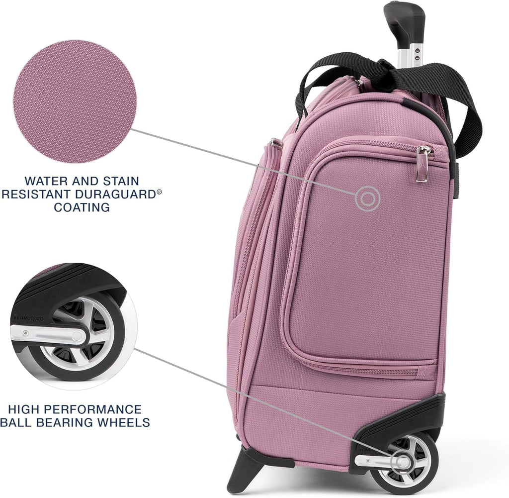 Travelpro Luggage Maxlite 5 Softside Lightweight Rolling Underseat Compact Carry on Upright 2 Wheel Bag, 15-Inch — Orchid Pink Purple