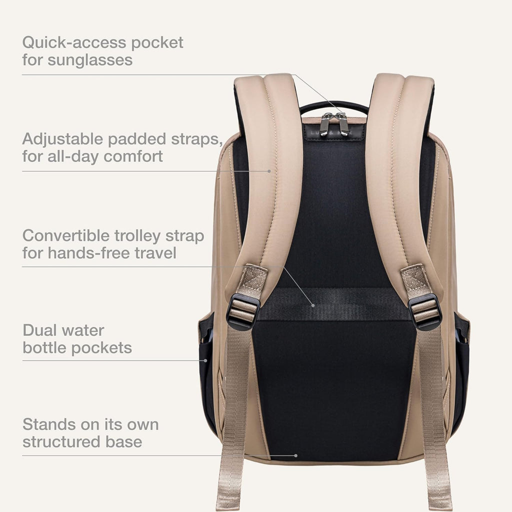 Lux & Nyx Origami Laptop Backpack for Work and Travel - Fits 16' MacBook Pro - Lightweight Business Bag - Men and Women (Champagne Taupe)