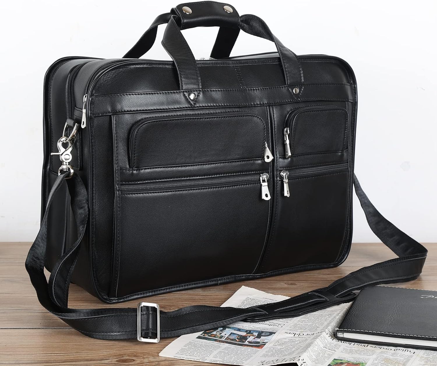Polare 18.5' Full Grain Leather Laptop Briefcase Messenger Bag Tote For Men Large Fits 17.3' Laptop