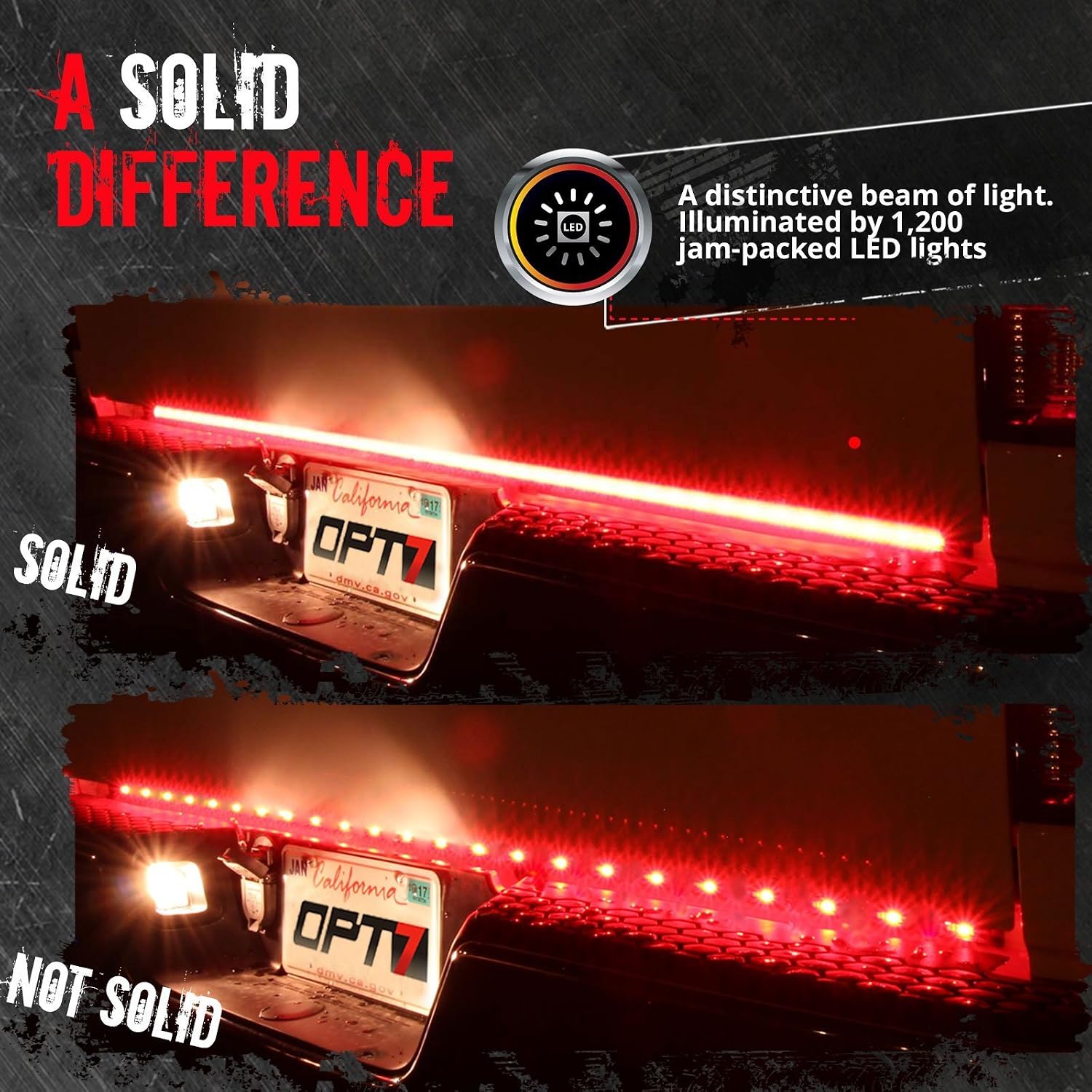 OPT7 Dynamic Taillight for F150 2015-2018 w/o Blind Spot Monitor – Redline 60' Aluminum Rigid 1-Piece Triple Row LED Truck Tailgate Light Bar w/Sequential Amber Turn + Plug'n'Play Harness