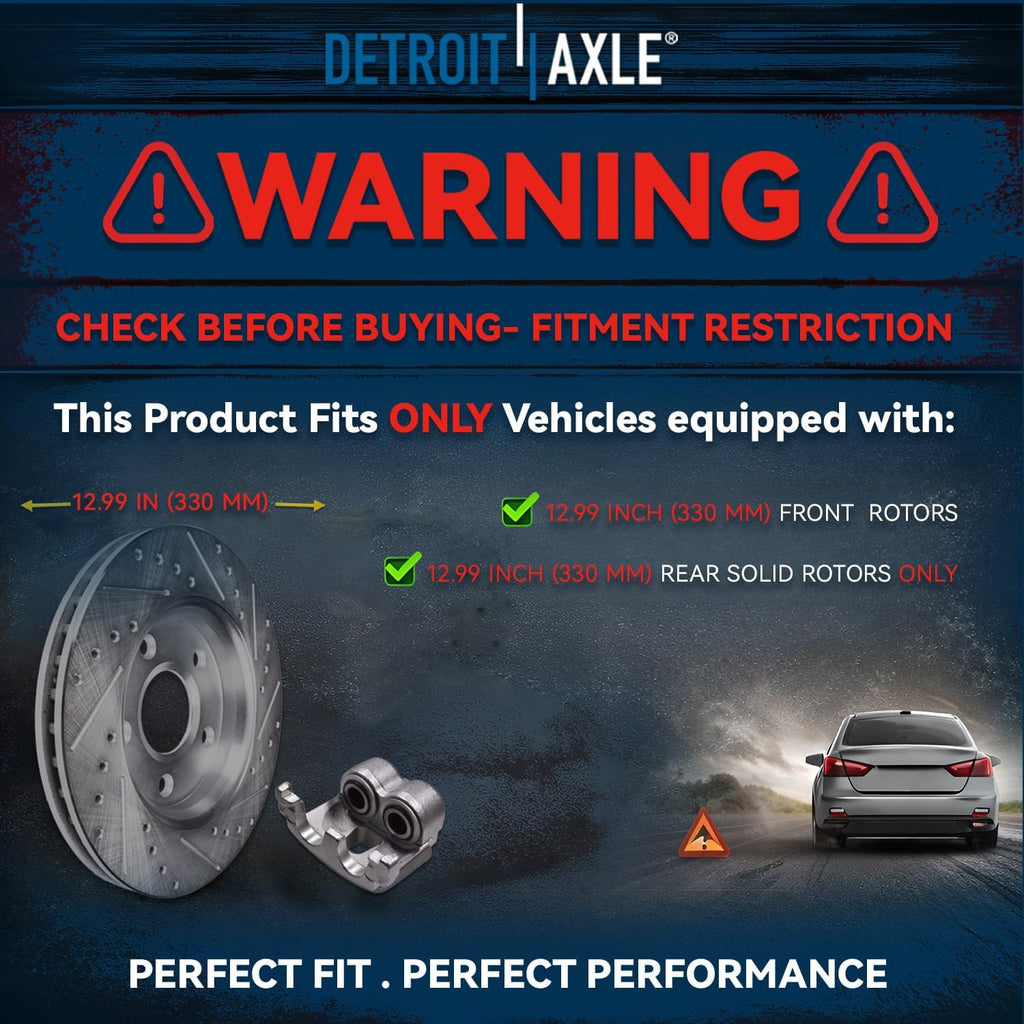 Detroit Axle - Brake Kit for 2011-2020 Dodge Durango, 2011-2019 Jeep Grand Cherokee, Front & Rear Disc Brake Rotors Ceramic Brake Pads Wheel Lug Nuts 2012 2013 2014 2015 2016 2017 Replacement