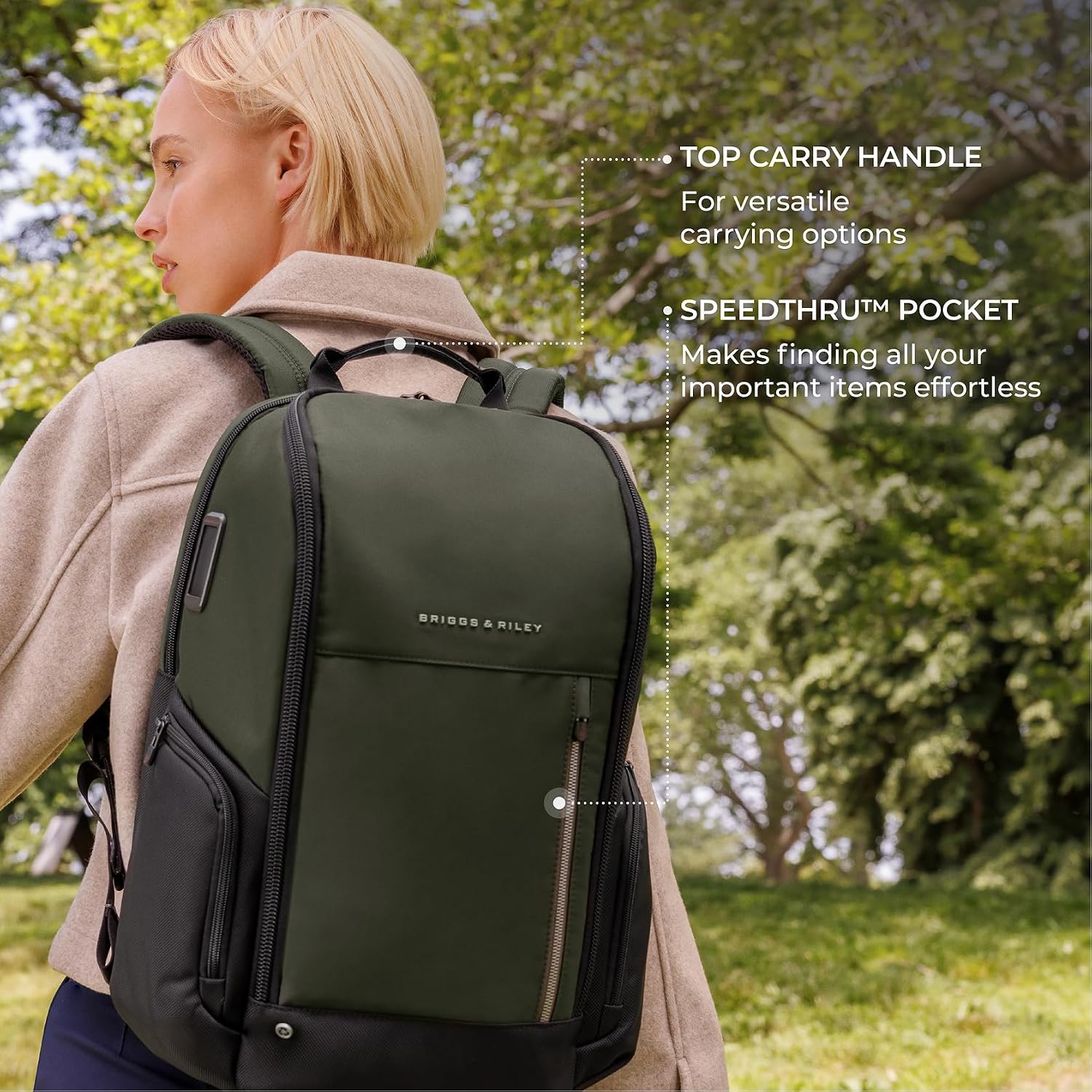 Briggs & Riley Medium Widemouth Backpack - Carry On Travel Backpack for Women & Men, Personal Item Bag, Self-Repairing Zippers, Padded Straps, Fits up to 15.6' Laptop - HTA Collection, Black