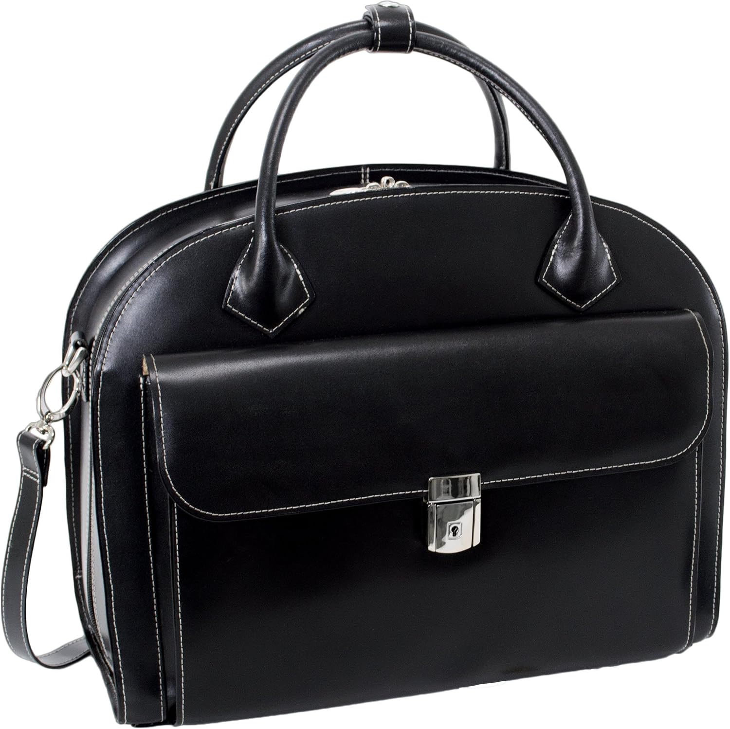 McKlein W Series, Glen Ellyn, 15' Leather Detachable -Wheeled Ladies' Laptop/Computer & Tablet Business Briefcase Bag/Women's Rolling Overnight Travel Bag, Removable trolley case