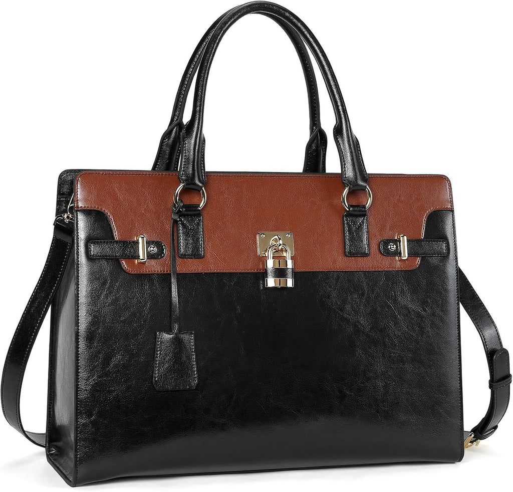 BOSTANTEN Briefcase for Women 15.6 inch Leather Laptop Bag Vintage Slim Lawyer Business Bag Stylish Work Purse