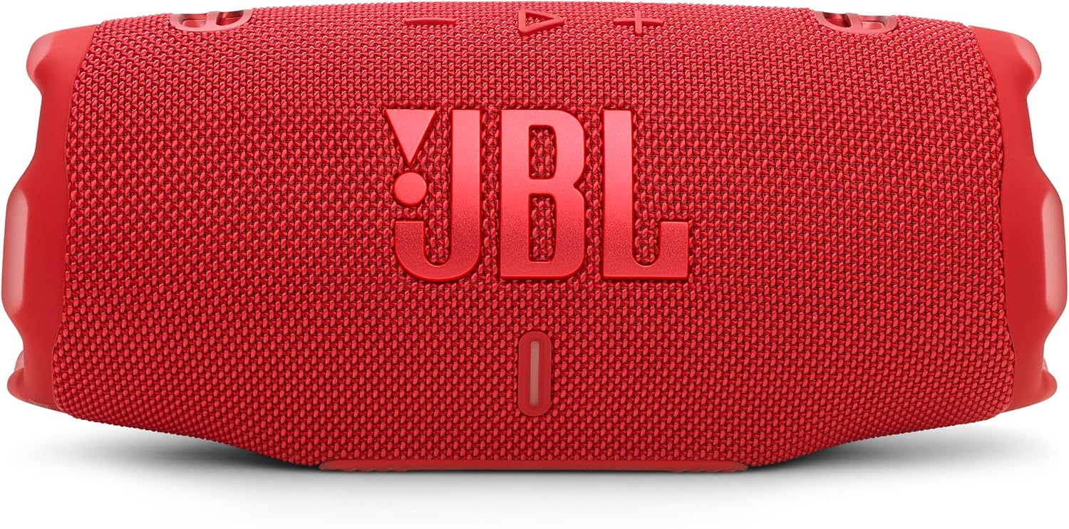 JBL Charge 6 - Portable Waterproof & Drop-Proof Bluetooth Speaker, Bold JBL Pro Sound with AI Boost, 28Hrs of Playtime, Built-in Powerbank & Comes with a Sturdy/Removable Carrying Strap (Red)
