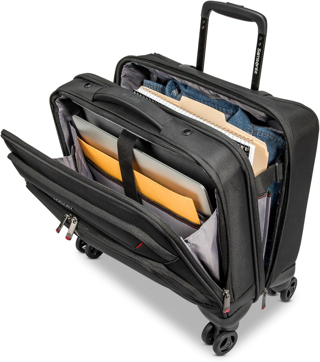 Samsonite® Xenon 4.0 Spinner Nylon Rolling Mobile Office With 15.6' Laptop Pocket And Tablet Pocket, 15-3/8'H x 15-3/4'W x 7-1/8'D, Black
