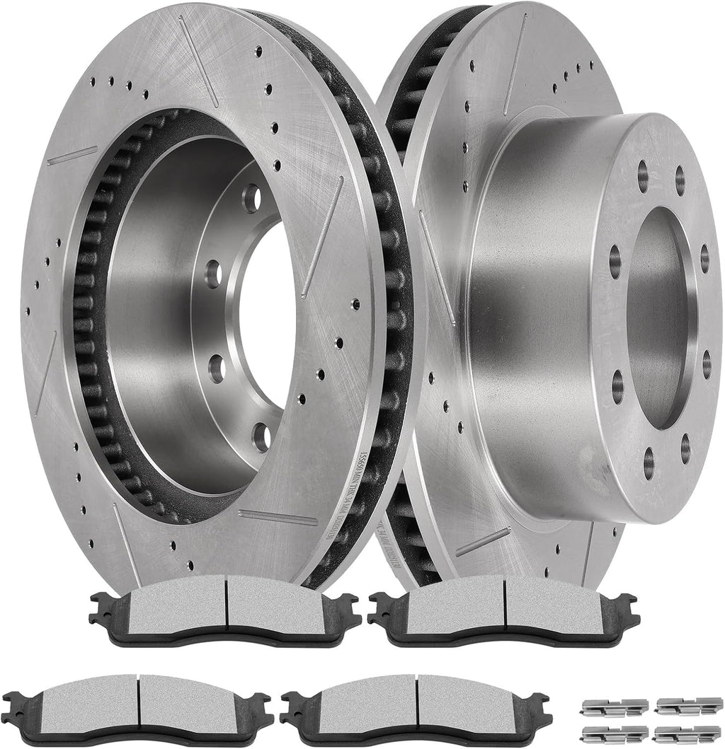 SCITOO Disc Brake Pads and Rotors Front 13.9' Rotors Replacement For Dodge For Ram 1500 2006-2008│For Ram 2500 2003-2008│For Ram 3500 2003-2008│For Ram 4000 2005-2008, 8/Lugs Vented Brake Kits