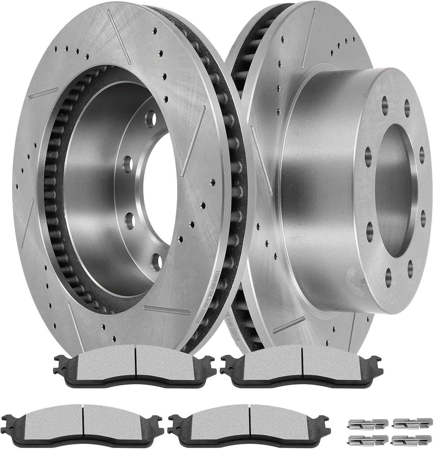 SCITOO Disc Brake Pads and Rotors Front 13.9' Rotors Replacement For Dodge For Ram 1500 2006-2008│For Ram 2500 2003-2008│For Ram 3500 2003-2008│For Ram 4000 2005-2008, 8/Lugs Vented Brake Kits