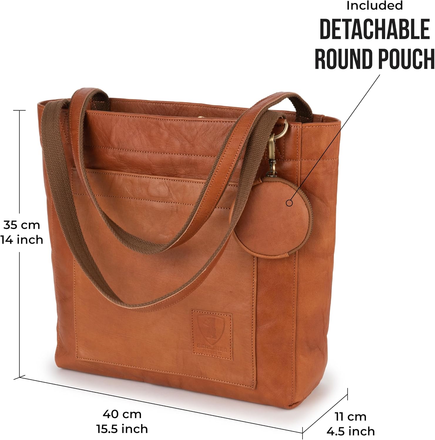 Berliner Bags Vintage Genuine Leather Tote Bag Seville, Handbag, Large Shopper for Women