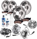 Detroit Axle - 4WD Front & Rear Brake Rotors + Pads + Wheel Bearings & Hub Assemblies Replacement for 2003-2006 Ford Expedition Lincoln Navigator