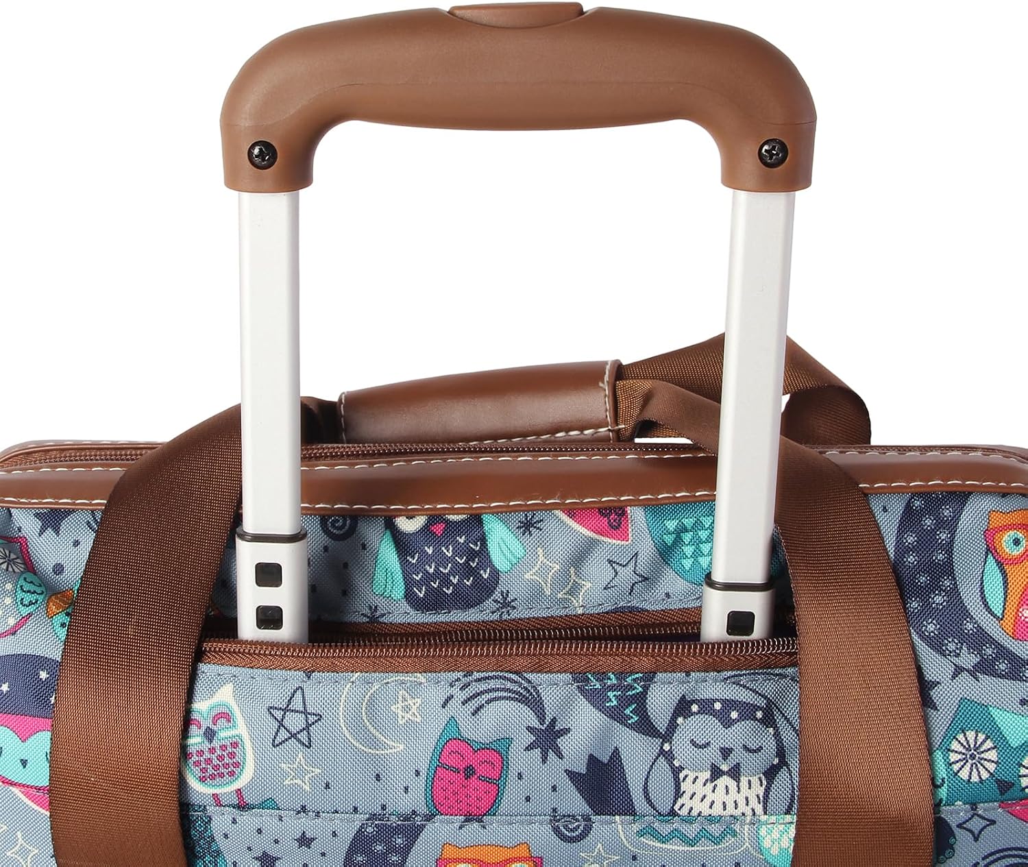Lily Bloom Designer Under the Seat Tote Cabin Luggage Collection - 15 Inch Patterned Carry on Bag For Women - Lightweight Suitcase with 2 Rolling Wheels (Night Owl)