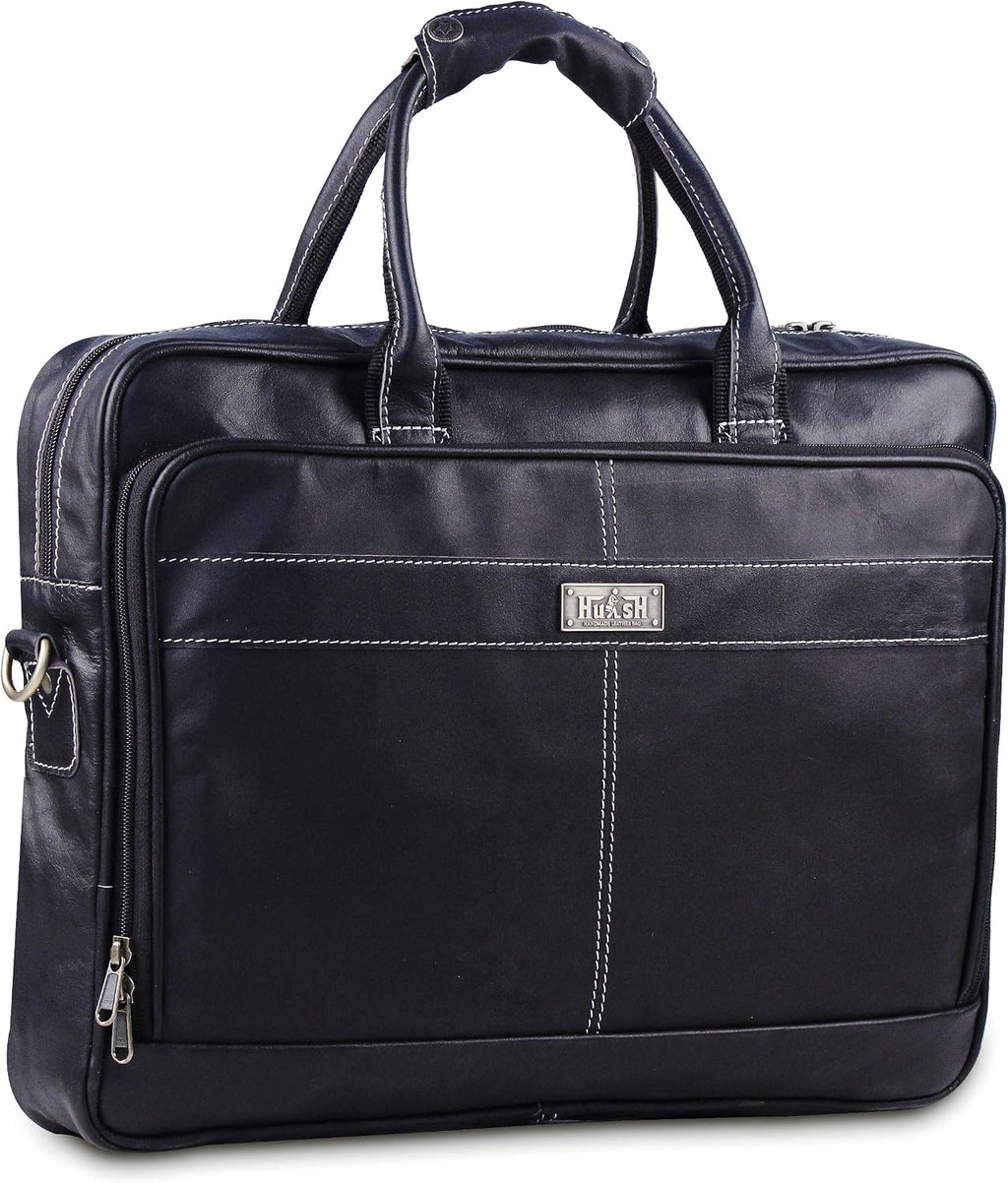 18 Inch Leather Laptop Bag for Computer Bag for Men– Supple Genuine Leather Briefcases for Men W/Padded Laptop Case Leather