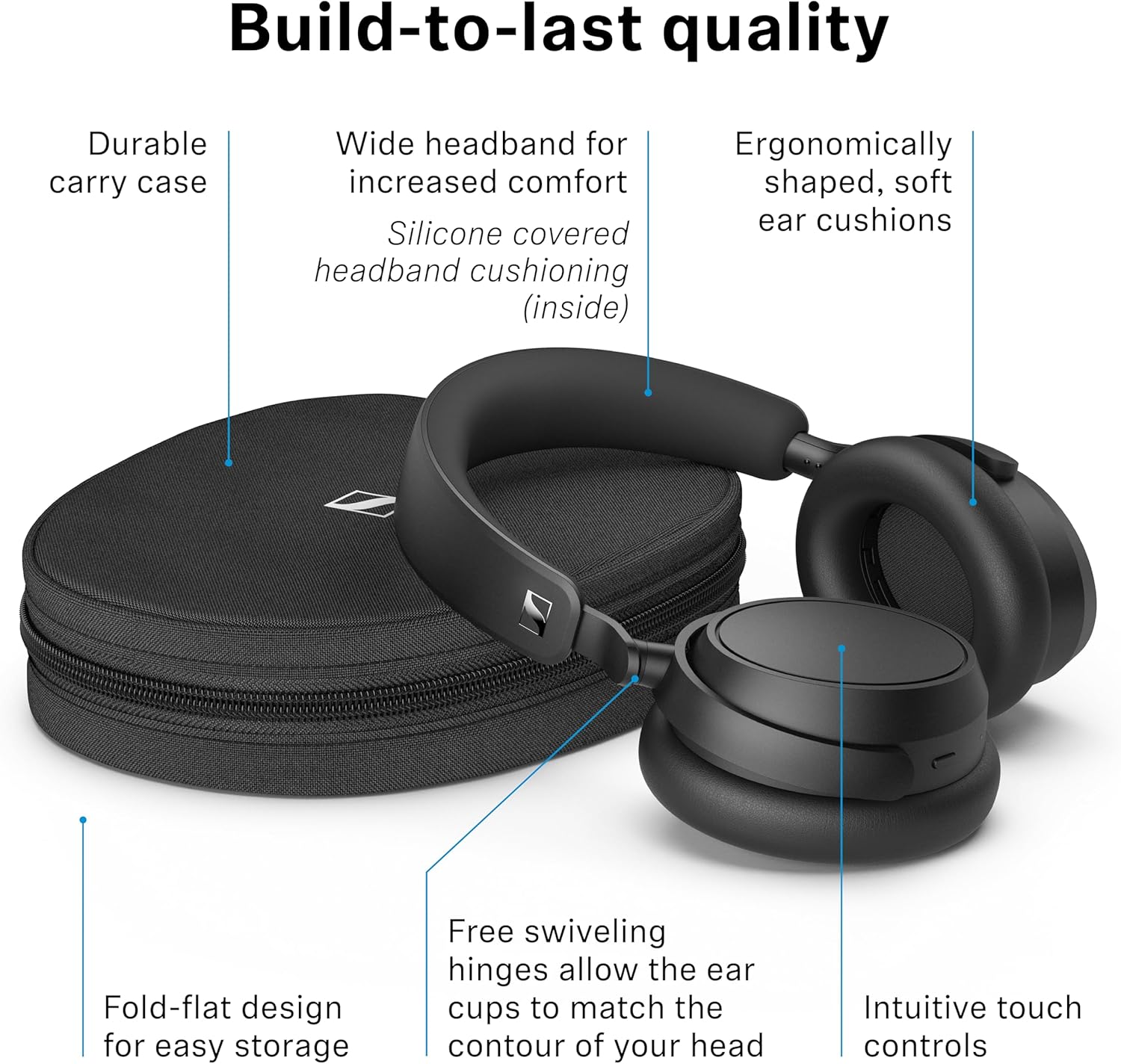 Sennheiser ACCENTUM Plus Wireless Bluetooth Headphones Noise Cancelling - Quick-Charge Feature, Up to 50HR Playtime, Adaptive Hybrid ANC, Bluetooth Over Ear Headphones for Traveling, School, Black