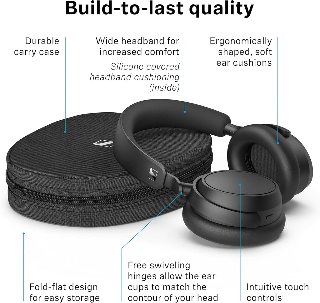 Sennheiser ACCENTUM Plus Wireless Bluetooth Noise Cancelling Headphones - Quick-Charge Feature, Up to 50HR Playtime, Adaptive Hybrid ANC, for Traveling, School & Work, White