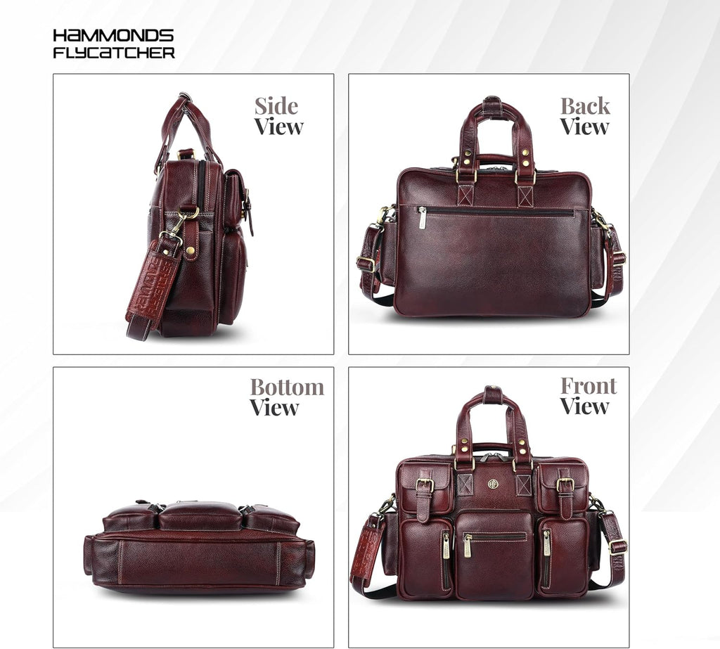 HAMMONDS FLYCATCHER Genuine Leather Laptop Bag for Men, Padded 15.6' Laptop Sleeve, Leather Messenger Bag for Men Briefcases