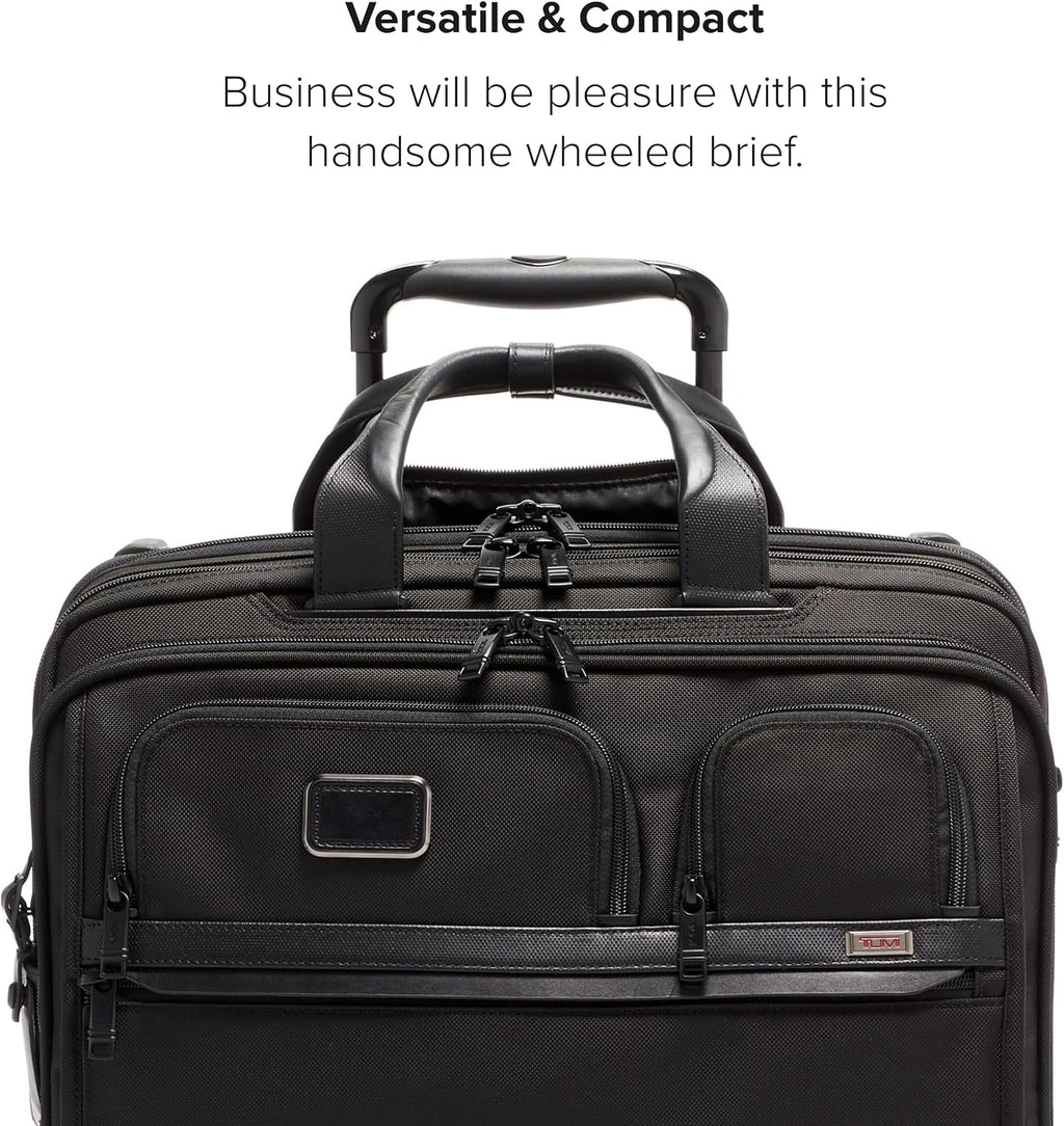 TUMI - Alpha Deluxe 4 Wheeled Laptop Case Brief - Laptop Bag with Wheels - Travel Briefcase with Expandable Design