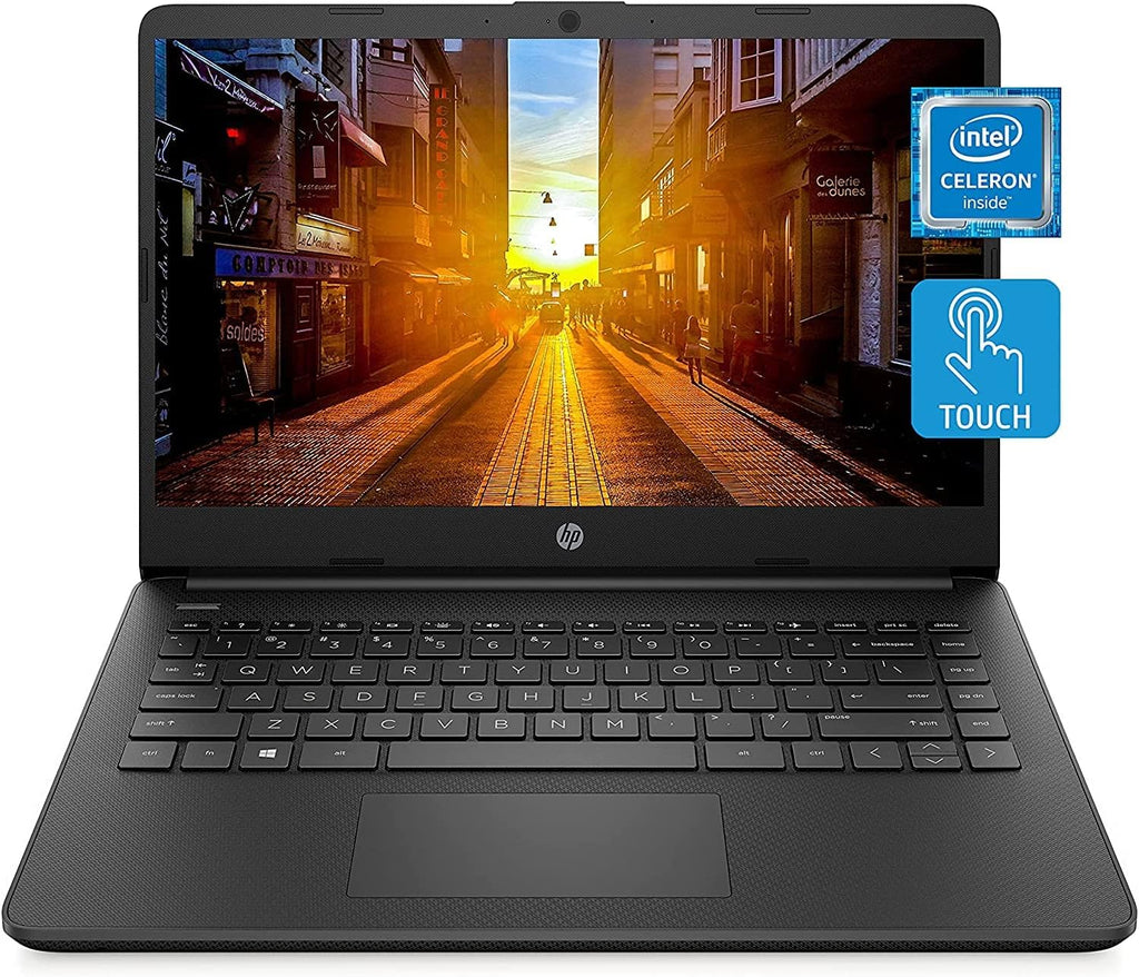 HP 14 Laptop, Intel Celeron N4120, 4 GB RAM, 64 GB Storage, 14-inch HD Touchscreen, Windows 11 11 in S Mode, Thin & Portable, 4K Graphics, One Year of Microsoft 365 (14-dq0060nr, Jet Black)