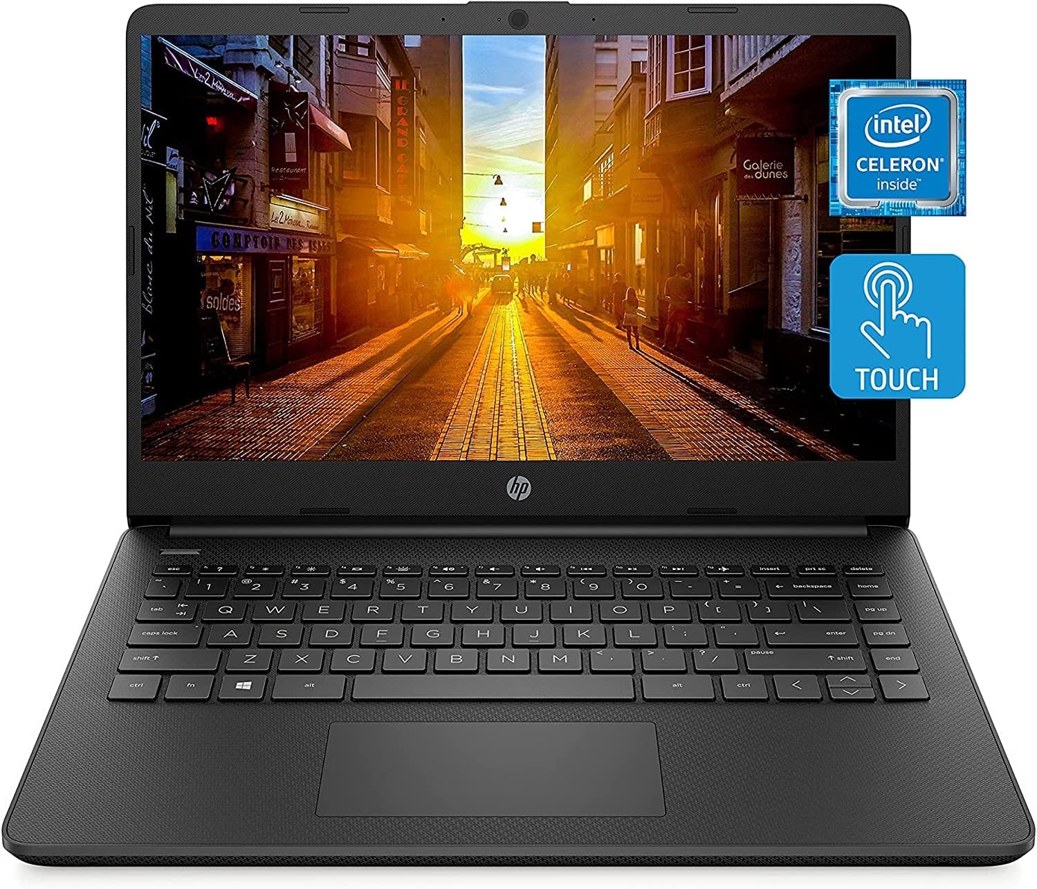 HP 14 Laptop, Intel Celeron N4120, 4 GB RAM, 64 GB Storage, 14-inch HD Touchscreen, Windows 11 11 in S Mode, Thin & Portable, 4K Graphics, One Year of Microsoft 365 (14-dq0060nr, Jet Black)