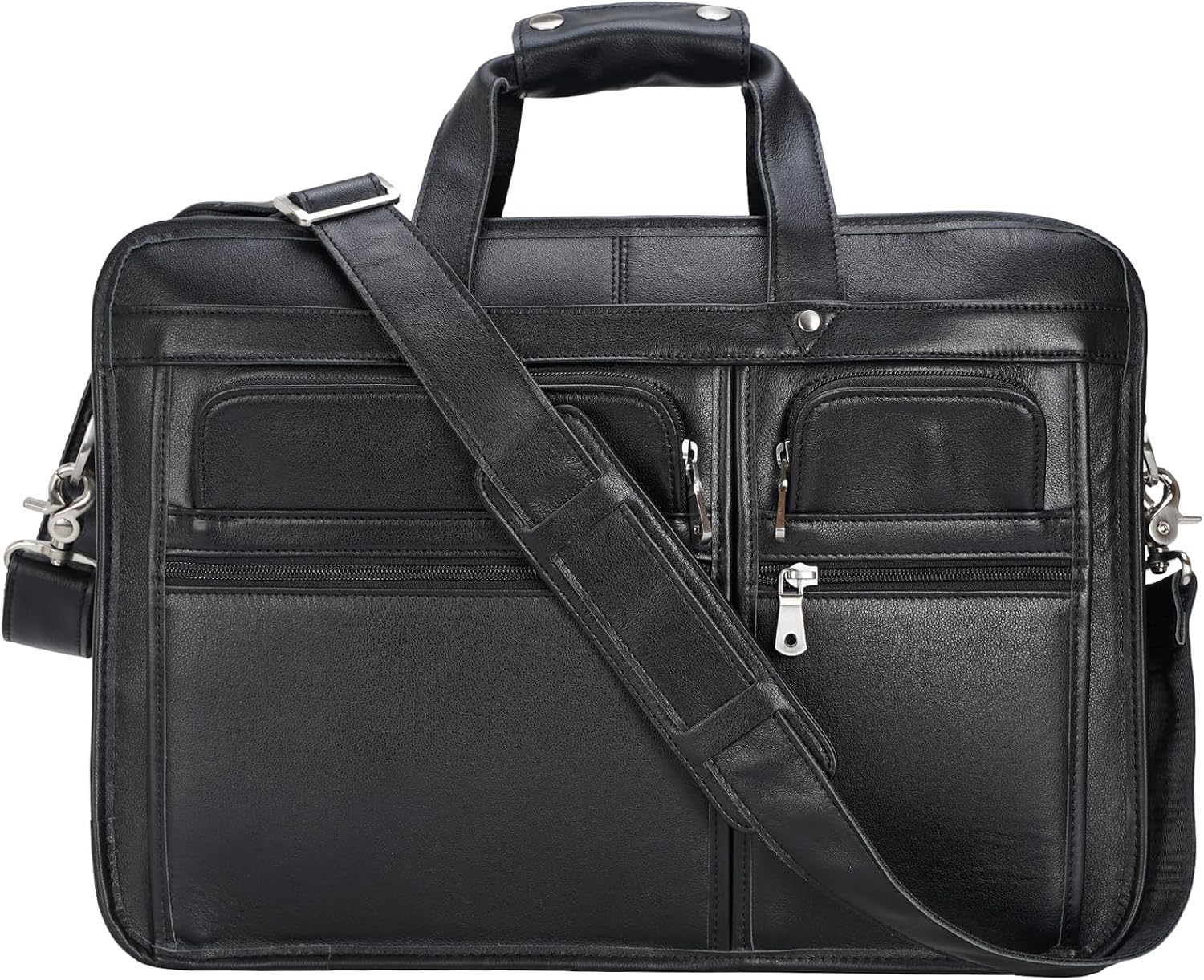 Polare 17'' Napa Leather Briefcase Laptop Attache Case Messenger Bag For Men Fits 15.6'' Laptop