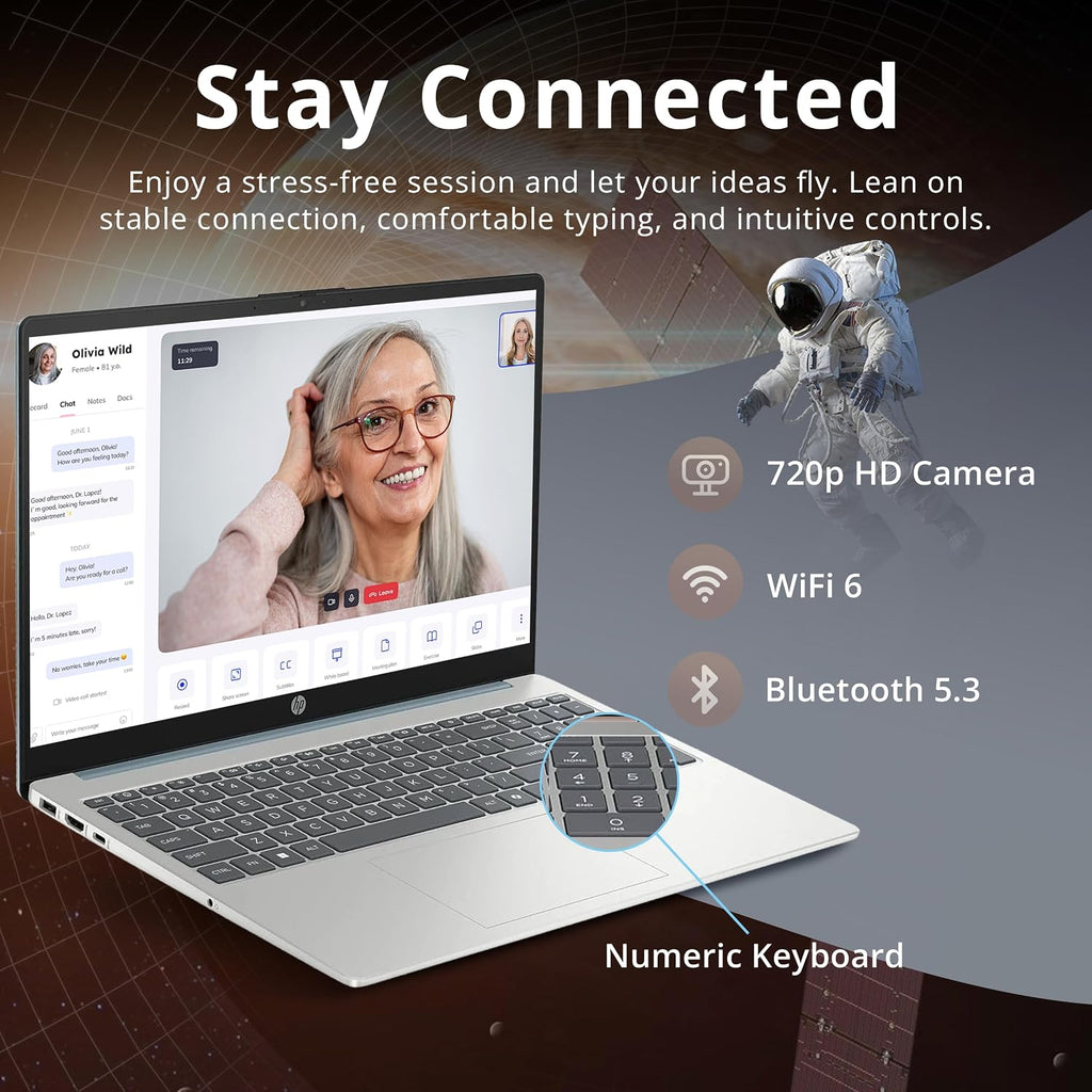 HP 15.6' FHD Touchscreen Laptop, Intel i3-N305, 64GB DDR4 RAM, 3TB Storage(2TB SSD+1TB Docking Station Set), Intel UHD Graphics, Numeric Keypad, 720p HD Camera, Wi-Fi 6, Win 11, Moonlight Blue