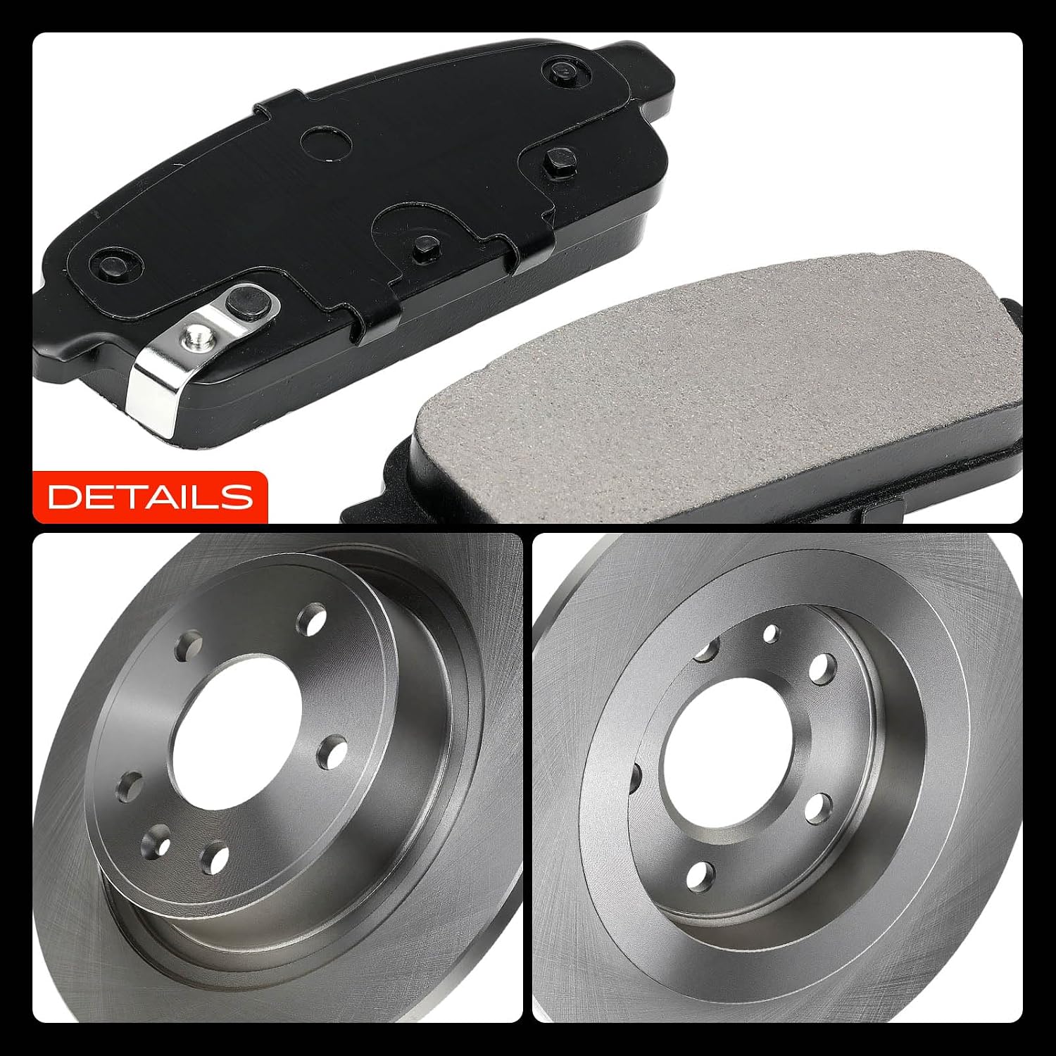 A-Premium 11.5 inch(292.1 mm) Rear Solid Disc Brake Rotors + Ceramic Pads Kit Compatible with Select Buick, Cadillac and Chevrolet Models - Cascada 2016-2019, Verano, ELR, Cruze, Volt, 6-PC Set