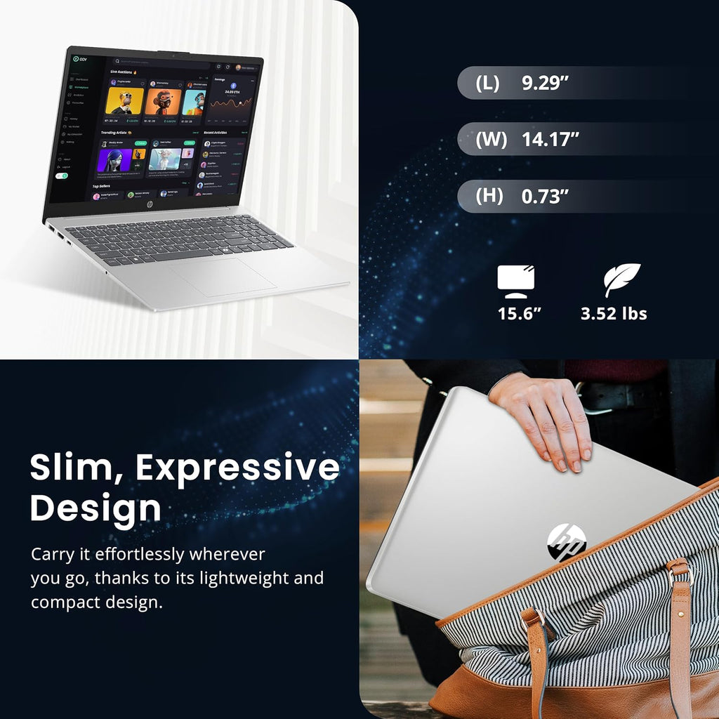 HP 15.6' FHD Touchscreen Laptop, Intel 10-Core i5-1334U, 16GB RAM, 1.5TB Storage (512GB SSD+1TB Docking Station Set), Intel Graphics, Copilot, Number Pad, 720p Webcam, Wi-Fi 6, Win 11 Pro, Silver