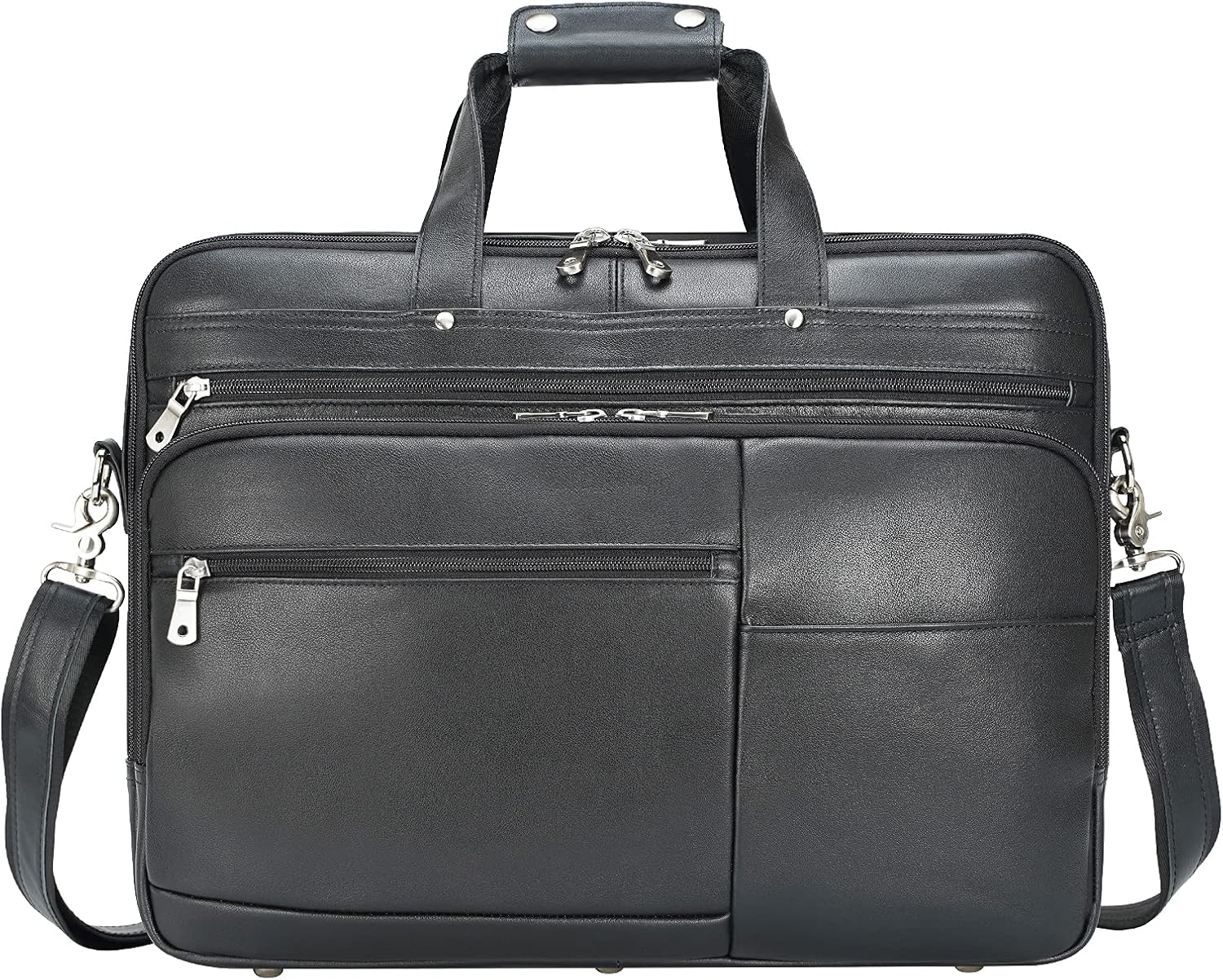 Polare X-Large 18' Full Grain Leather Briefcase For Men Business Travel Case Messenger Bag Fits 17.3' Laptop