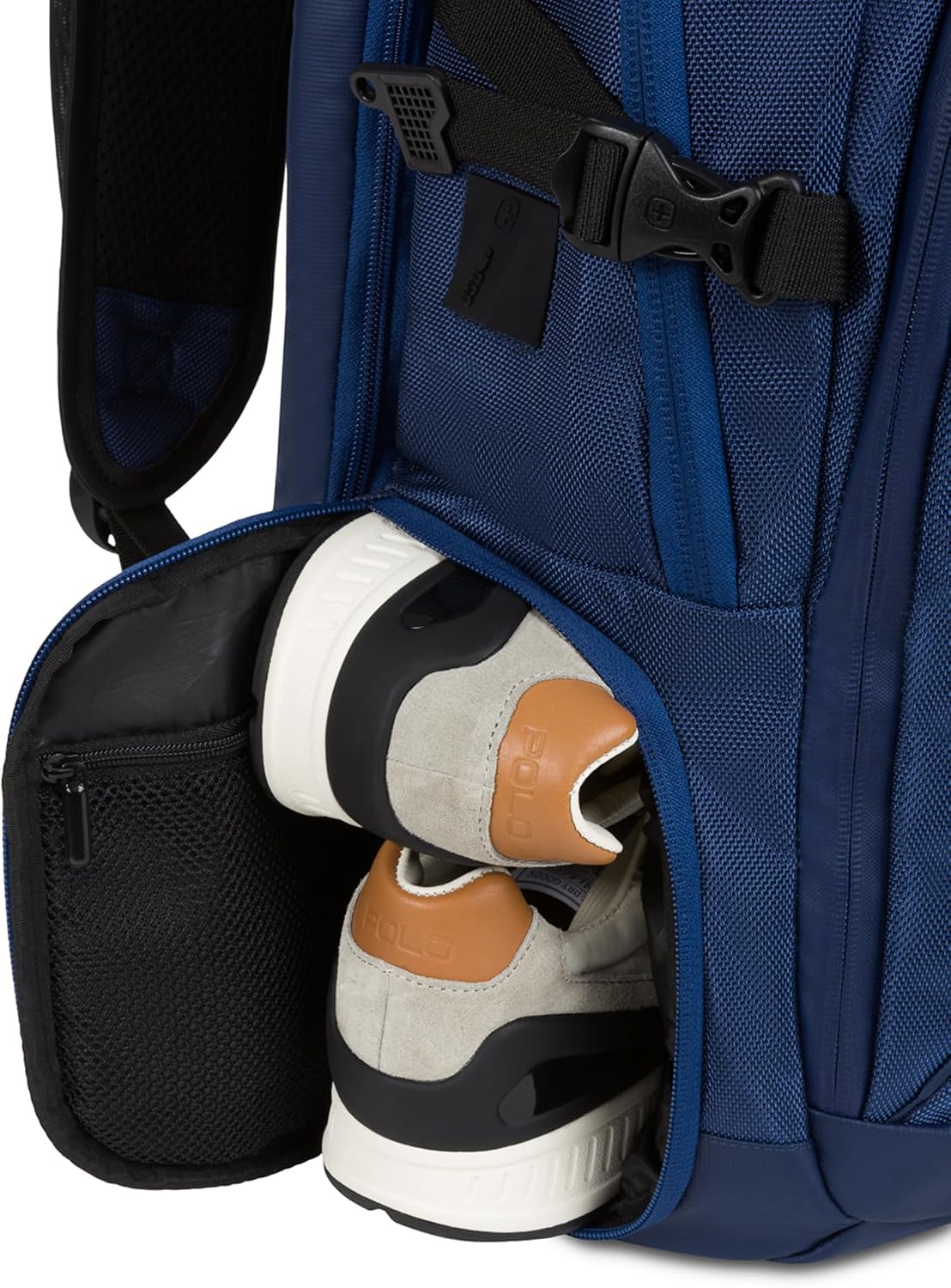SwissGear Travel Tech Elite Laptop Backpack – Fits Laptops up to 16' – ScanSmart TSA-Friendly Backpack with USB Port, Shoe Compartment & Organizer Pockets – Navy Ballistic