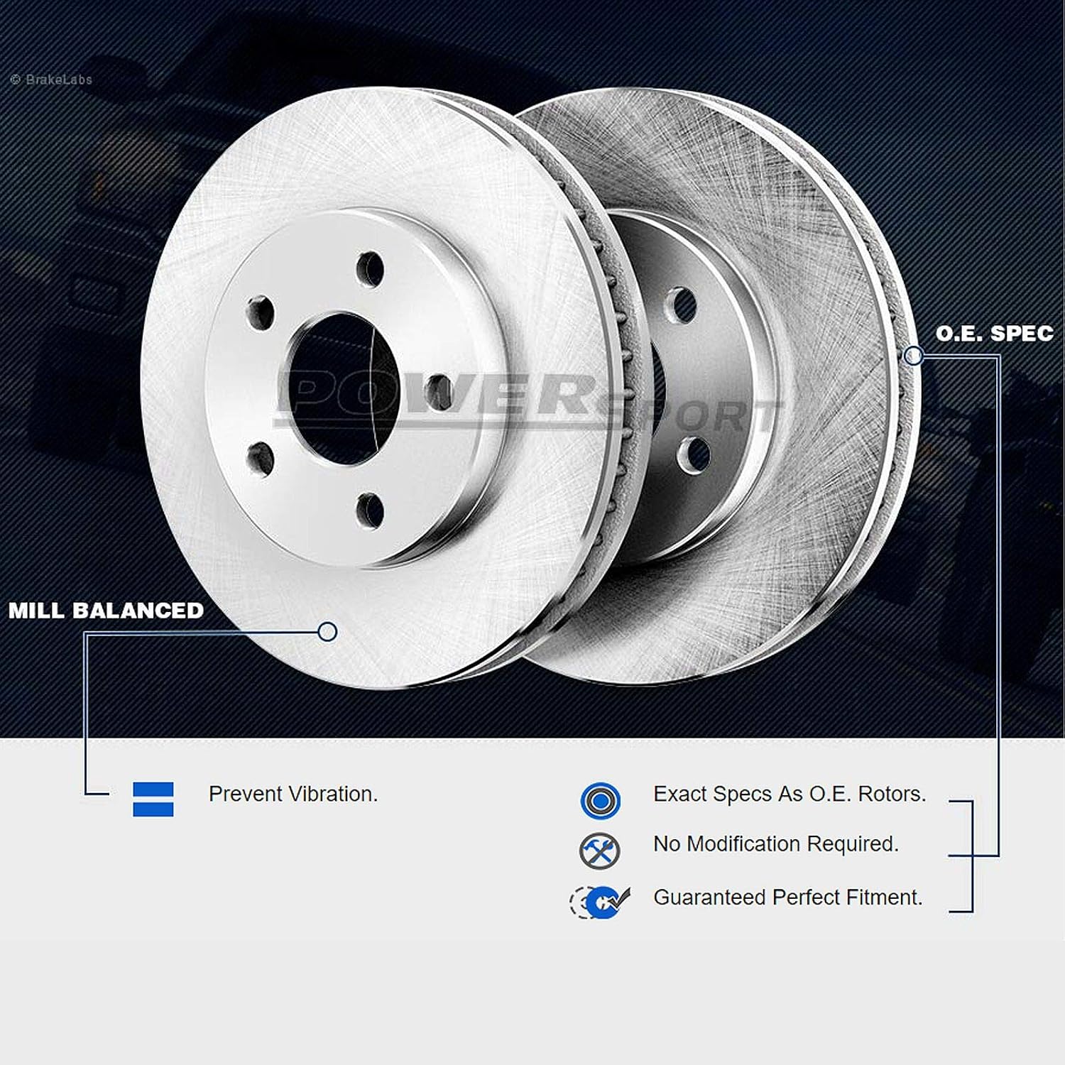 PowerSport Rear Brakes and Rotors Kit |Rear Brake Pads| Brake Rotors and Pads| Ceramic Brake Pads and Rotors |fits 2013-2020 Ford Escape, Fusion; Lincoln MKC, MKZ