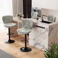 Nalupatio Modern Bar Stools Set of 4, Adjustable Faux Leather Upholstered Swivel Bar Stools, Counter Height Bar Chairs with Back for Kitchen Island, Light Grey