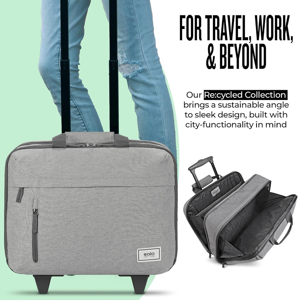 Solo New York Underseat Rolling Catalog Case - Roller Laptop Bag with Wheels, Wheeled Briefcase for Women & Men, Carry On Size for Travel, Fits 15.6' Computer - Re:Start, Gray