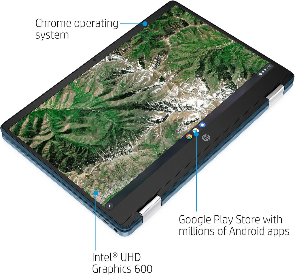 HP Chromebook x360 14' Touchscreen Laptop, Intel Celeron N4020, 4GB RAM, 64GB HD, Chrome OS, Forest Teal/Light Teal, 14a-ca0190wm