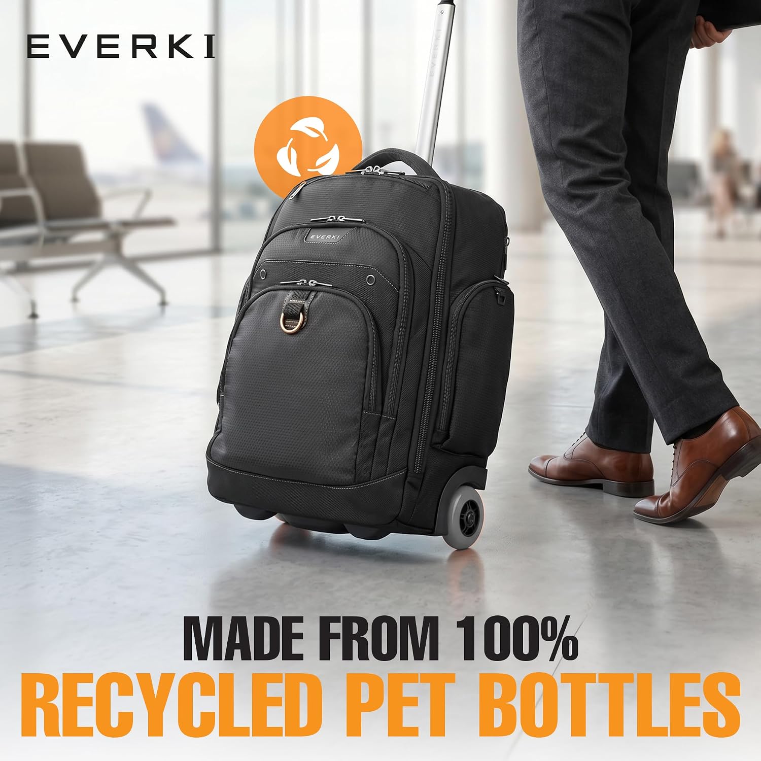 EVERKI Atlas Wheeled 2 Rolling Backpack - Business 30L Travel Backpack with Grey Replaceable Wheels for Professional, RFID-Blocking, Books, Quick-Access Pocket & 13' to 17.3' Laptops - (EKP122BG-ECO)