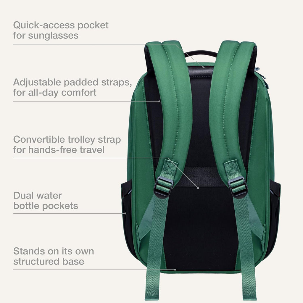 Lux & Nyx Origami Laptop Backpack for Work and Travel - Fits 16' MacBook Pro - Lightweight Business Bag - Men and Women (Forest Green)