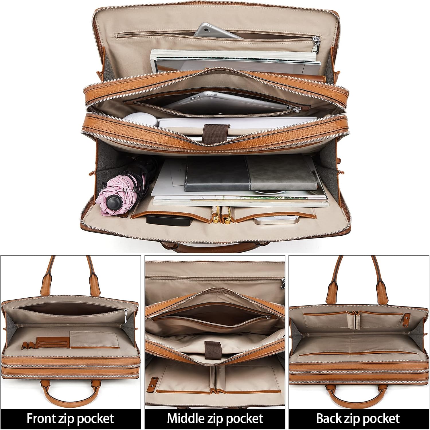BOSTANTEN Briefcases for Men Messenger Bag Genuine Leather Laptop Bag 15.6 inch Office Work Tote for Buisness Travel