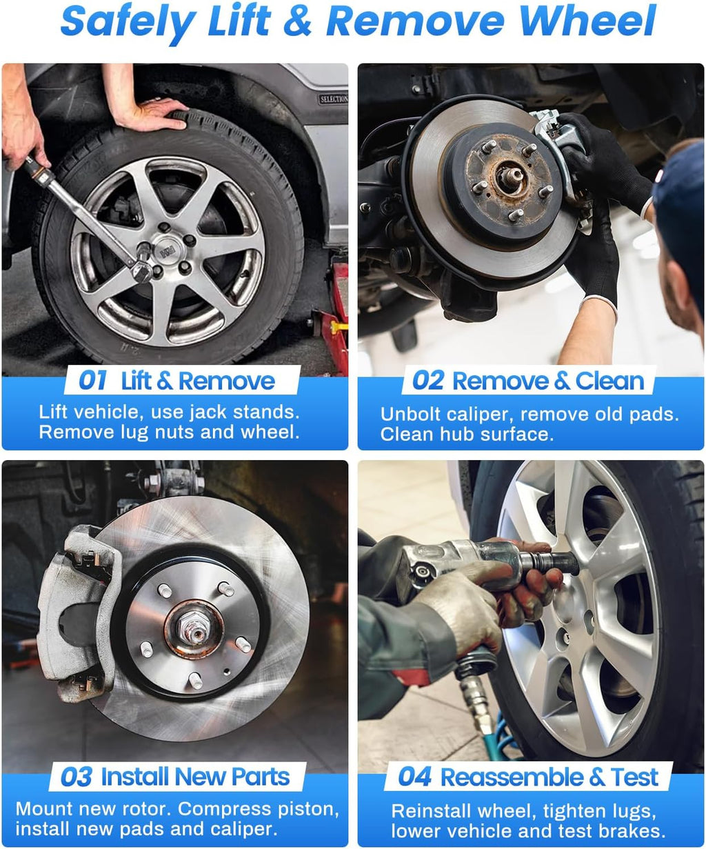 Anpulsero Front Brake Pads and Rotors Kit Compatible with 1999-2006 Chevy Silverado 1500, 2000-2006 Chevy Tahoe, 2000-2006 Suburban 1500 | 305mm(12in) | Anti-Rust Geomet Coated | D785-7653 & 55054
