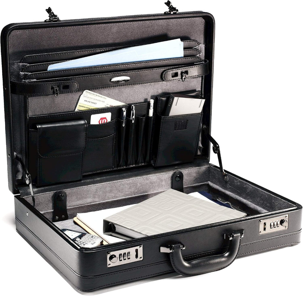 Samsonite Bonded Leather Attache, Black, One Size