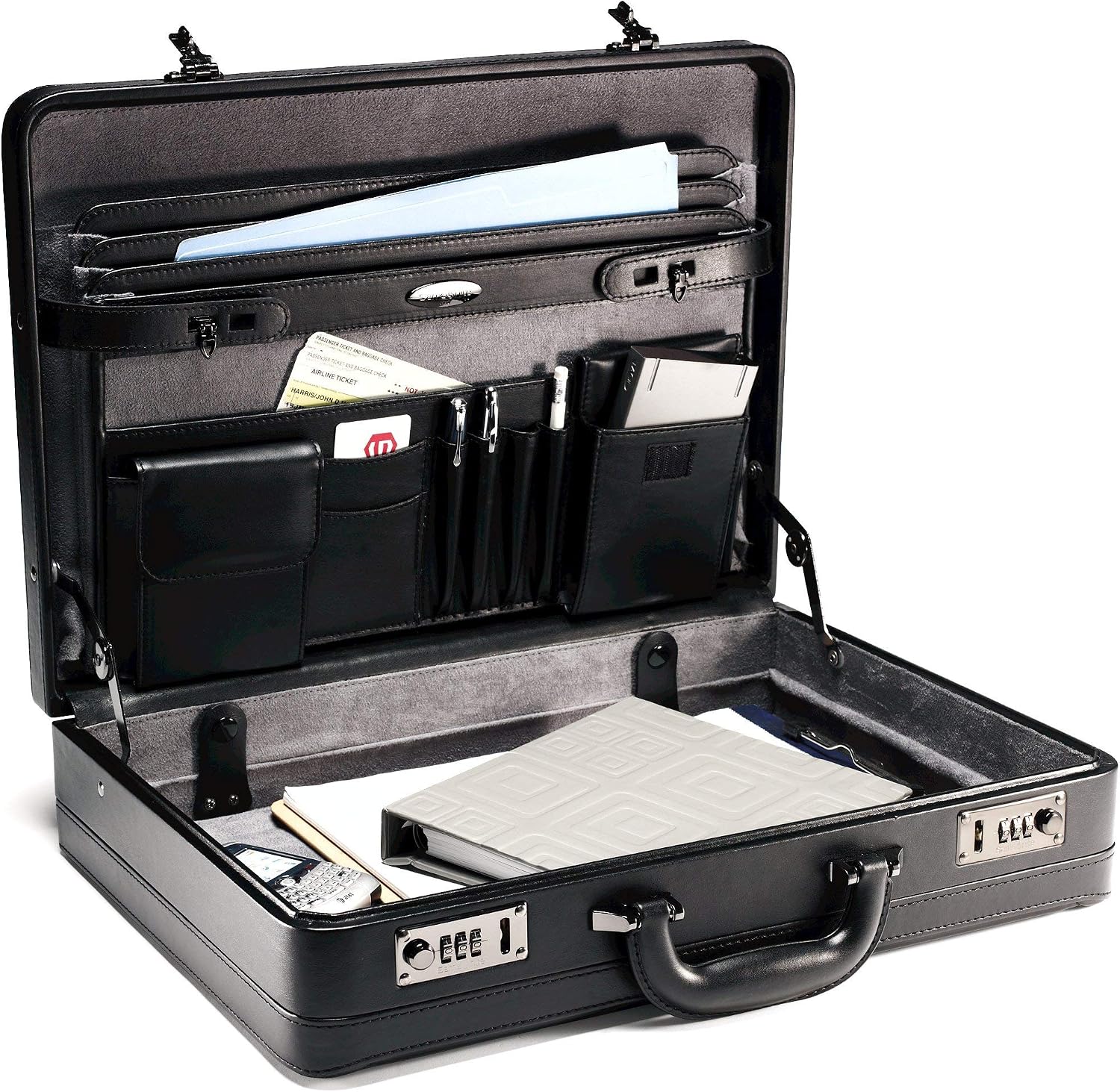 Samsonite Bonded Leather Attache, Black, One Size
