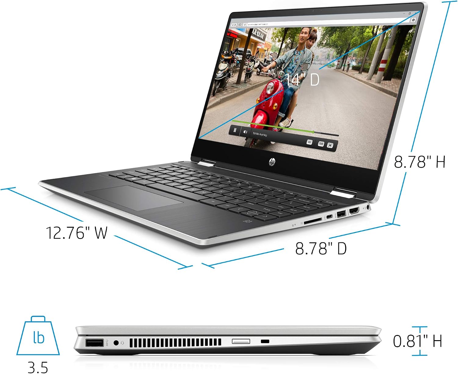 HP Pavilion x360 14 Convertible 2-in-1 Laptop, 14' HD Touchscreen Display, Intel Core i5, 8 GB DDR4 RAM, 512 GB SSD Storage, Windows 10 Home, Backlit Keyboard (14-dh2010nr, 2020 Model)