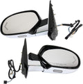 Kool Vue Driver & Passenger Side Power Heated Mirrors for Cadillac Escalade ESV 2007-2014, Power Fold Signal Light Memory Puddle Lamp, Without Blind Spot Monitor, Chrome, Car Mirror Accessories
