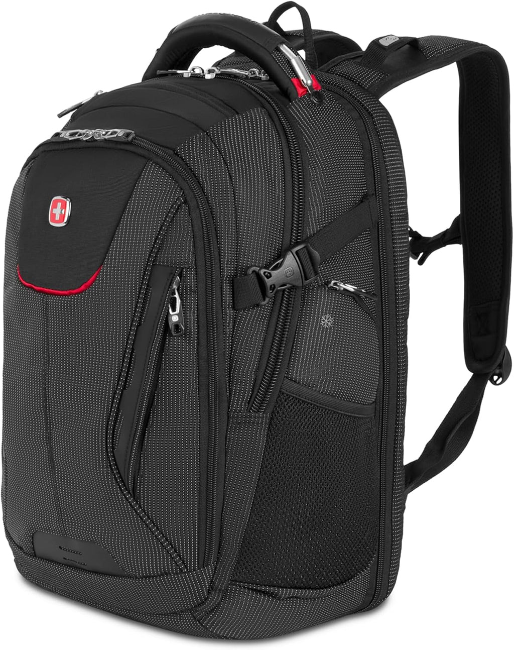 SwissGear Travel Tech Elite Laptop Backpack – Fits Laptops up to 16' – ScanSmart TSA-Friendly Backpack with USB Port, Shoe Compartment & Organizer Pockets – Black Dot