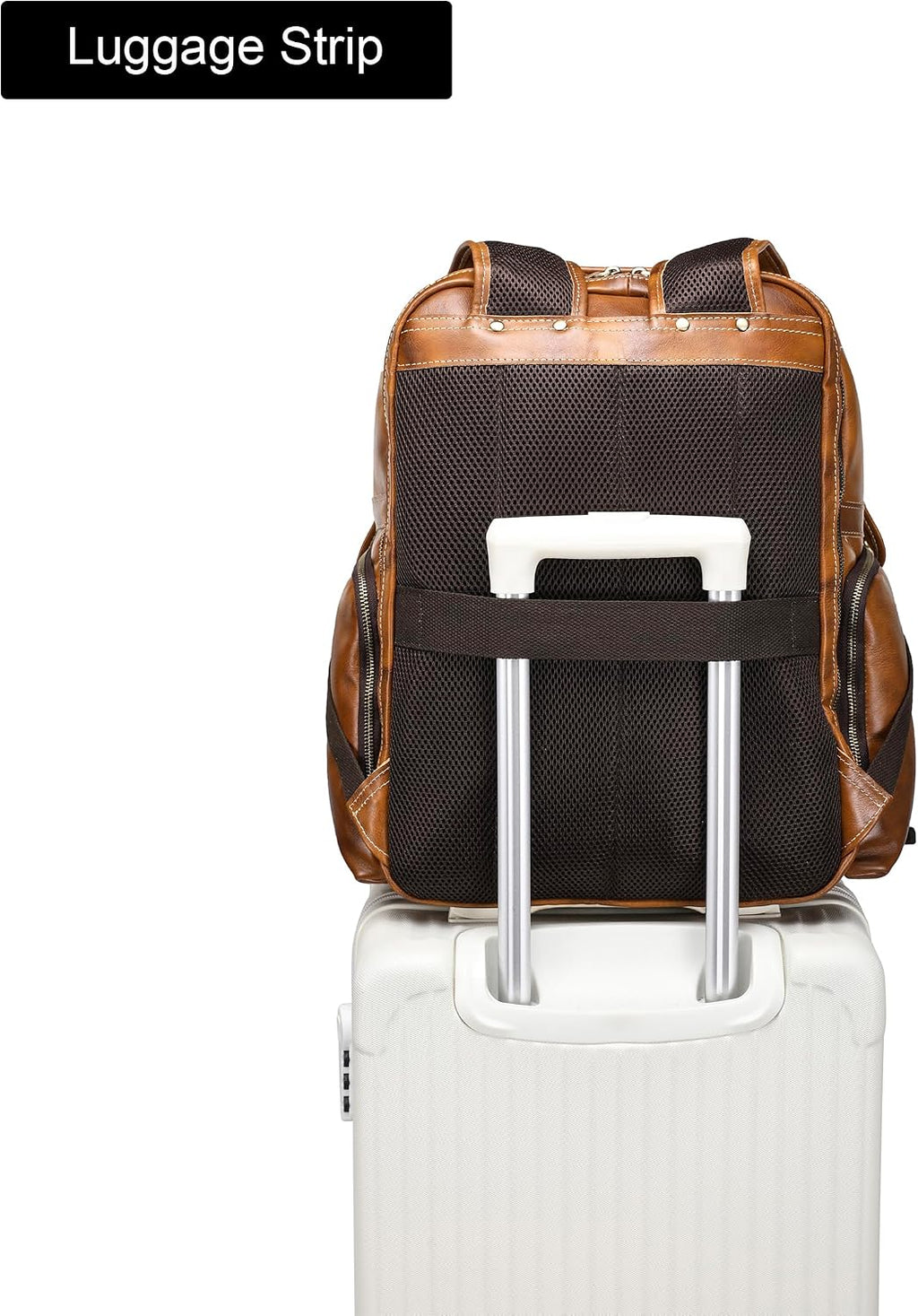 LANNSYNE Vintage Full Grain Leather Backpack For Men, 17.3'' Laptop Bag Causal Rucksack Shoulder Bag Overnight For Business/Travel/Camping
