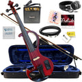 Electric Violin Bunnel Edge Outfit 4/4 Full Size (Clear) (RED) — With Carrying Case and Accessories Included - Headphone Jack - Mini Amp - Piezo Ceramic Pick-Up from Kennedy Violins