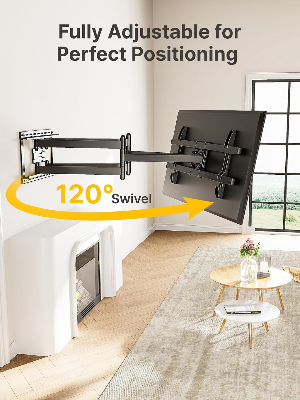 monTEK Long Arm TV Wall Mount for Most 43-90 Inch TVs, 42.5 Inch Long Extension TV Mount Swivel and Tilt, Full Motion Wall Mount Tv Bracket Fit Max VESA 800 x 400mm, Up to 132 lbs, 16',18' Studs