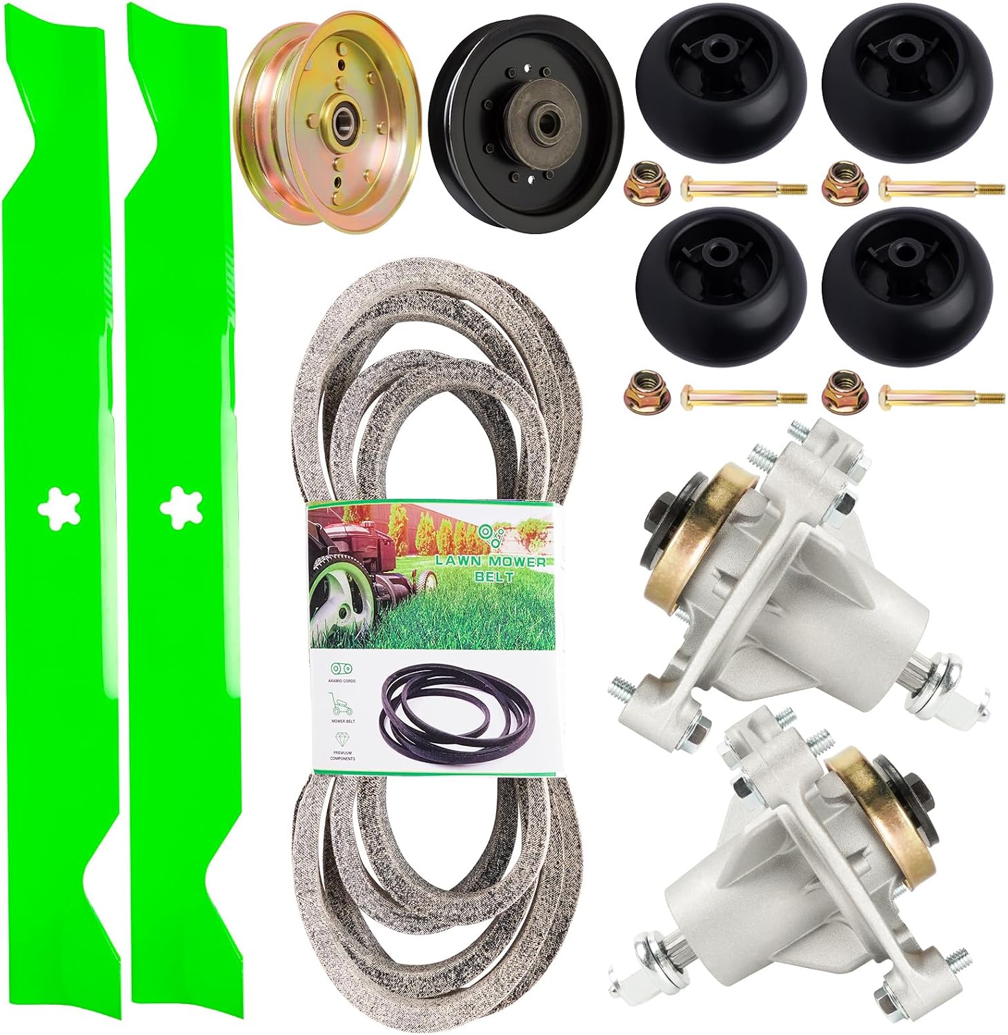46' Mower Deck Rebuild Kit Fit for Husqvarna RZ46i RZ4621 RZ4623 Z246 Z246i Lawn Mower Includes 2 174356 Spindle 2 403107 Blade 2 Idler 196104 539132728 Be lt 1 539117245